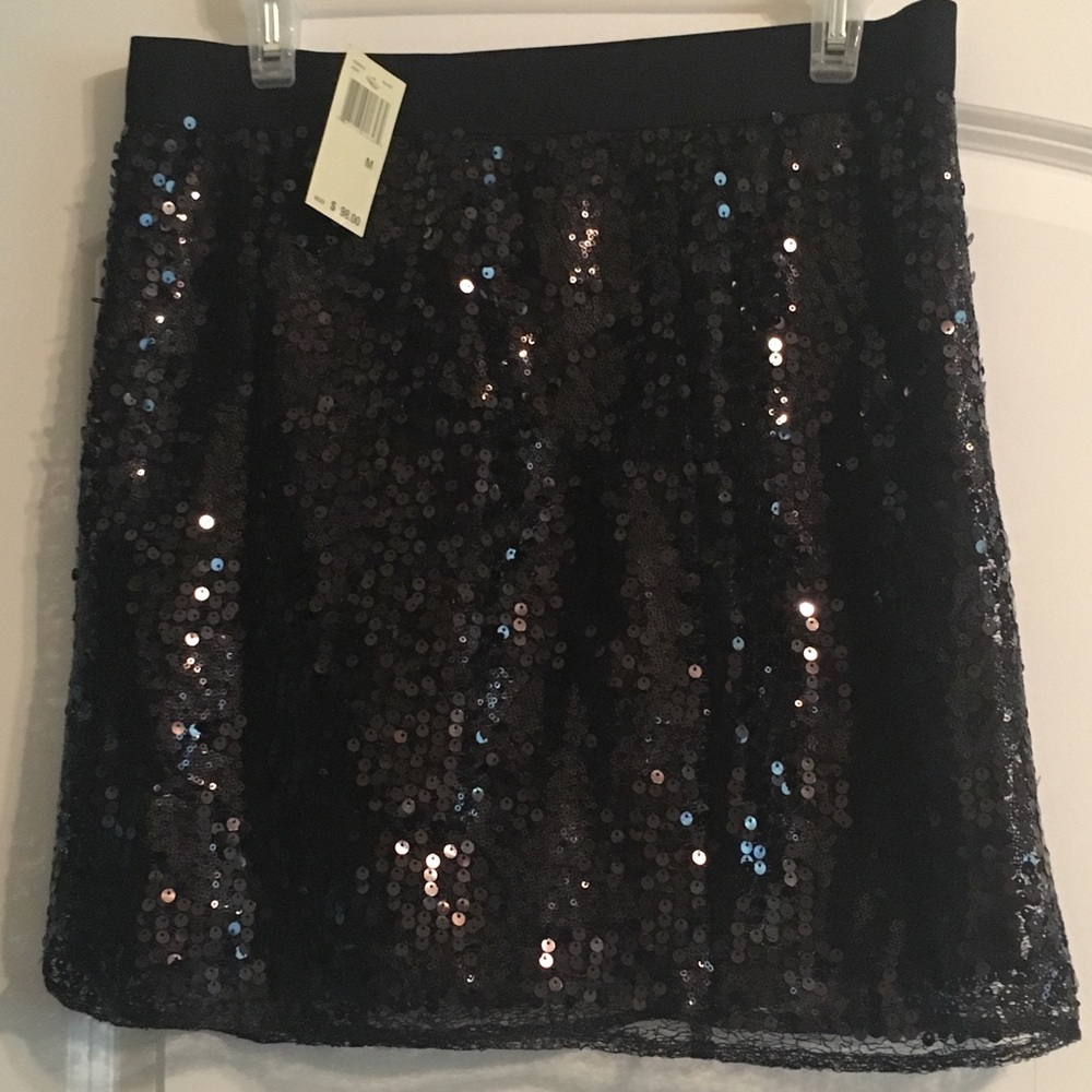 Max Studio Black Sequin Mini Skirt  M NWT